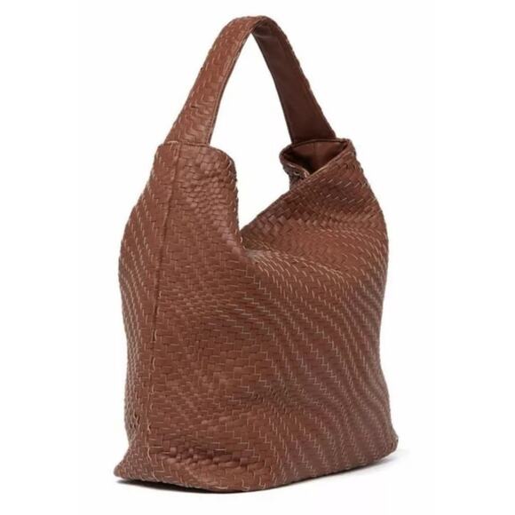 Deux Lux Buttery Soft Weave Hobo Bag w/ Braided Strap in Color Honey New In Bag - Picture 2 of 12